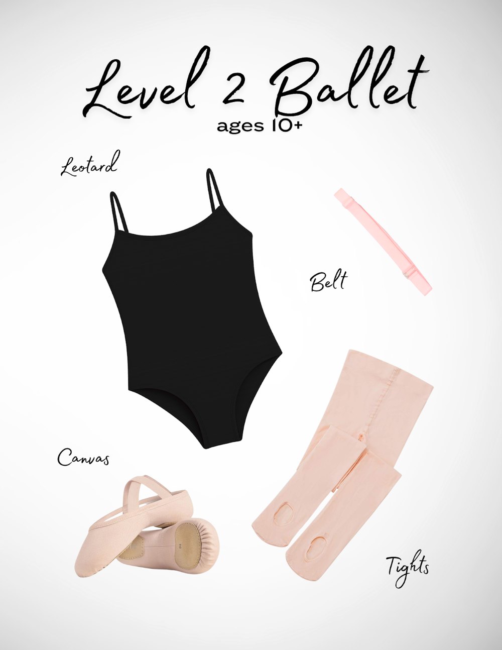 Ballet (5+) uniform requirements: Level 2 Ballet