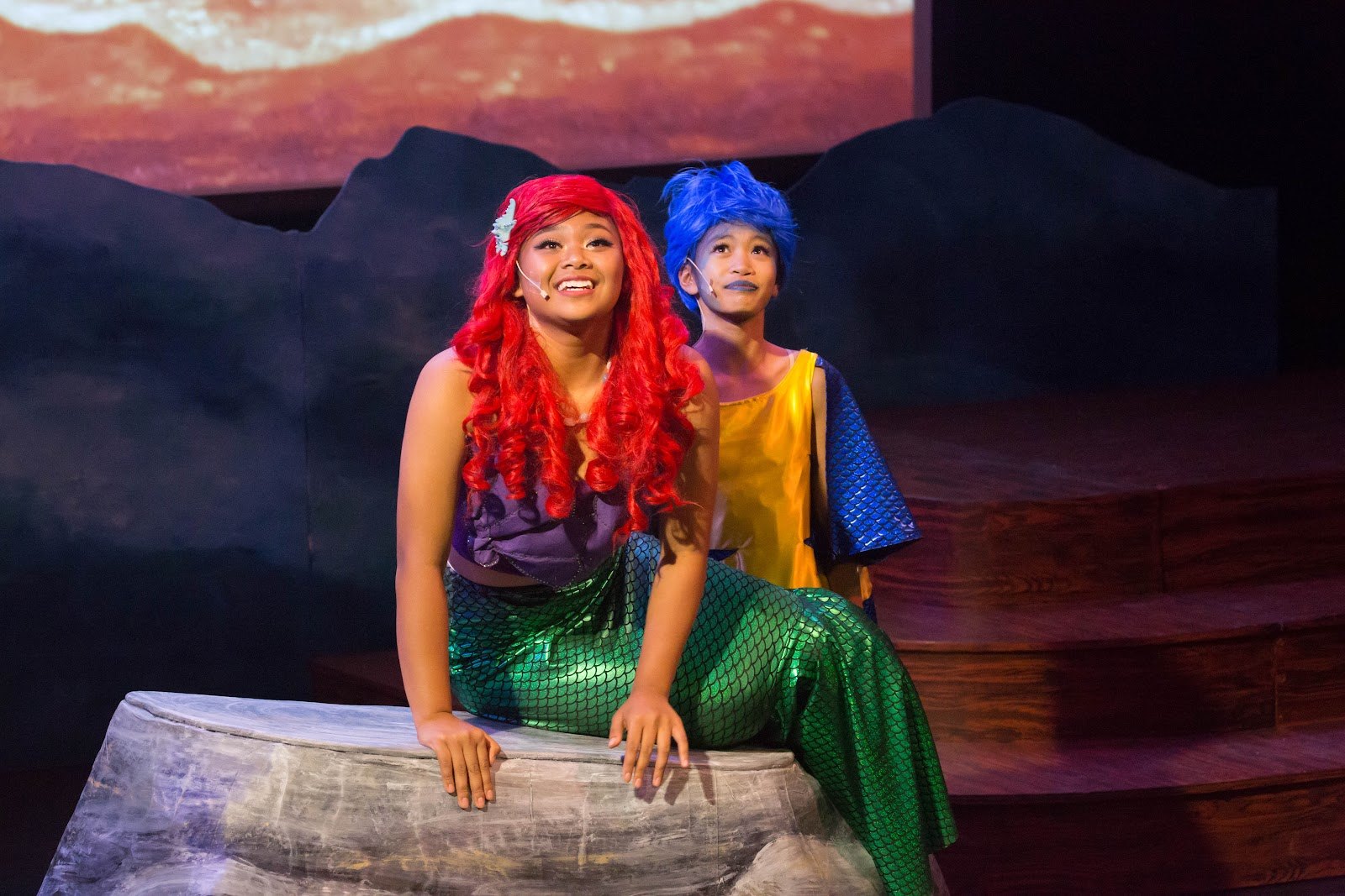 PDD musical theatre students performing a Little Mermaid scene in costume